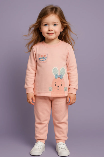 Girls Pink Bunny Suit Set – Winter Collection