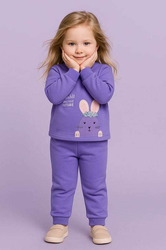 Girls Purple Bunny Suit Set – Cozy Winter Outfit