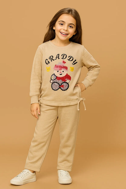 Girls Cream “GLADDY” Teddy Longline Sweatshirt