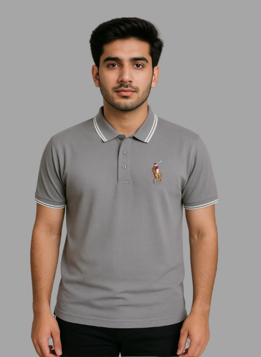 Breeze-Ready Grey Piqué Polo – Breathable, Versatile Everyday Essential