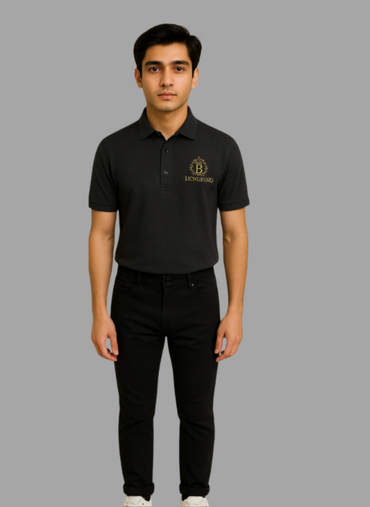 Black Polo Shirt – Soft Cotton, Smart Regular Fit