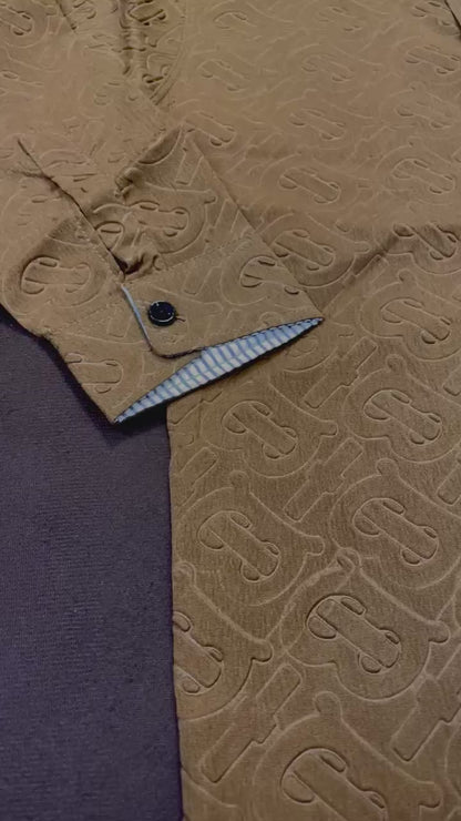 Kids Winter Shirt – Caramel Embossed Button-Down  | Warm & Smart