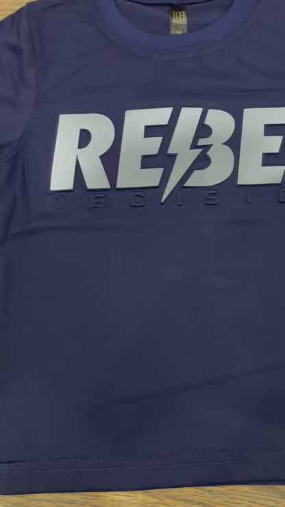 Kids Winter Long-Sleeve Tee – Navy “REBEL” Print | Warm & Comfy