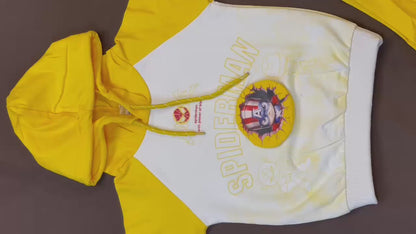 Kids Winter Hoodie – Yellow Spider Hero Graphic Sweatshirt