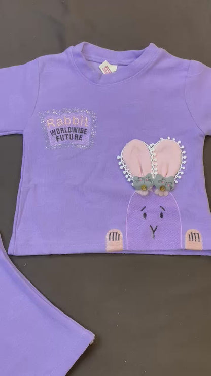 Girls Purple Bunny Suit Set – Cozy Winter Outfit