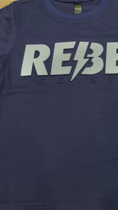 Kids Winter Long-Sleeve Tee – Navy “REBEL” Print | Warm & Comfy