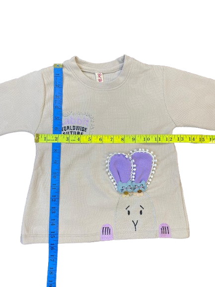 Girls Beige Bunny Hoodie Set – Winter Collection