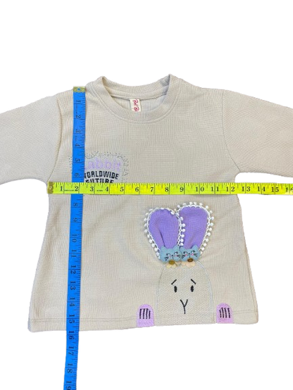 Girls Beige Bunny Hoodie Set – Winter Collection
