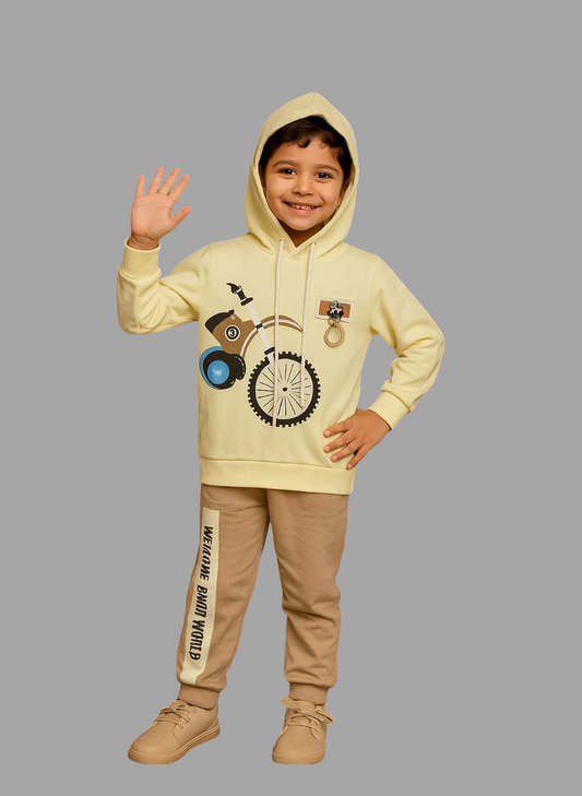 Kids Winter Hoodie – Yellow Graphic Sweatshirt