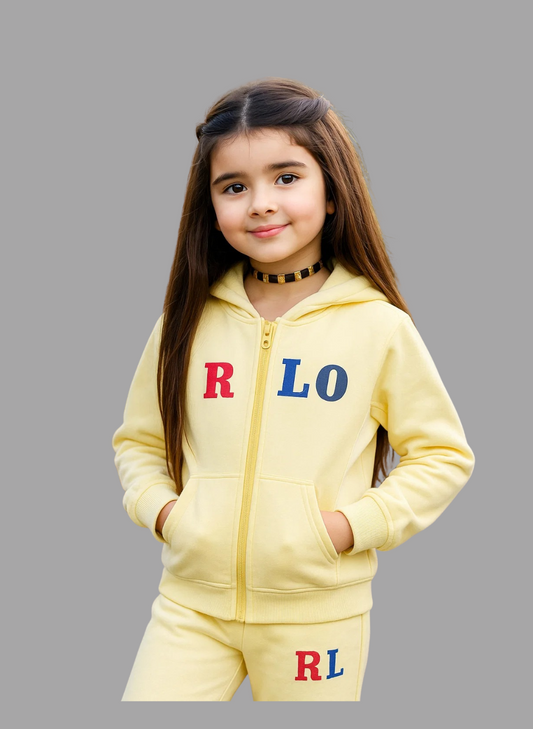 Girls Zip-Up Hoodie – Lemon Yellow Colorblock Jacket