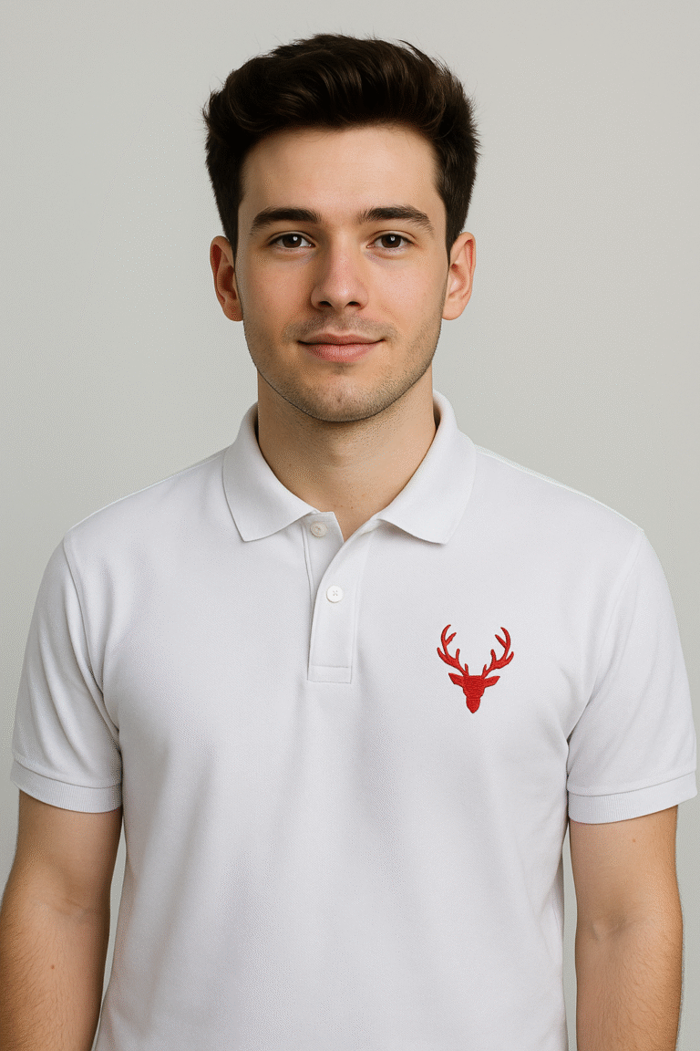20250616_1707_White Polo Shirt_remix_01jxwa3gq6fswthr130bmz6yx4